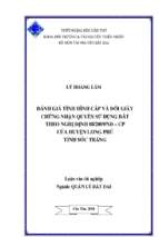 Luận văn tốt nghiệp đánh giá tình hình cấp và đổi giấy chứng nhận quyền sử dụng đất theo nghị định 88 2009 nđ cp