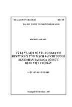 Tỷ lệ và một số yếu tố nguy cơ huyết khối tĩnh mạch sâu chi dưới ở bệnh nhân tại khoa hồi sức bệnh viện chợ rẫy