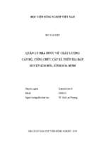 Quản lý nhà nước về chất lượng cán bộ, công chức cấp xã trên địa bàn huyện kim bôi, tỉnh hòa bình  