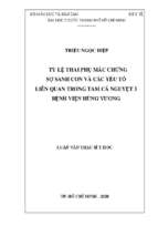 Tỷ lệ thai phụ mắc chứng sợ sanh con và các yếu tố liên quan trong tam cá nguyệt 3 bệnh viện hùng vương