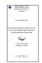 Luận văn tốt nghiệp phân vùng sinh thái nông nghiệp làm cơ sở đề xuất các mô hình canh tác hiệu quả tại huyện hồng dân