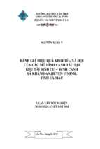 Luận văn tốt nghiệp đánh giá hiệu quả kinh tế   xã hội của các mô hình canh tác tại khu tái định cư   định canh