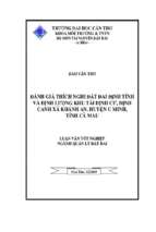 Luận văn tốt nghiệp đánh giá thích nghi đất đai định tính và định lượng khu tái định cư, định canh xã khánh an