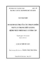 So sánh giá trị của các thang điểm nguy cơ trong tiên lượng bệnh nhân nhồi máu cơ tim cấp