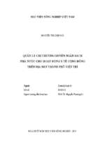 Quản lý chi thường xuyên ngân sách nhà nước cho hoạt động y tế cộng đồng trên địa bàn thành phố việt trì  