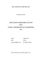 Quản lý dịch vụ khách hàng tại ngân hàng vp bank   chi nhánh đông đô, thành phố hà nội  