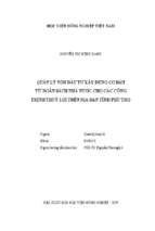 Quản lý vốn đầu tư xây dựng cơ bản từ ngân sách nhà nước cho các công trình thủy lợi trên địa bàn tỉnh phú thọ  