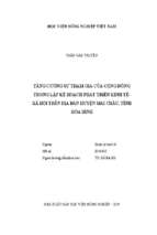 Tăng cường sự tham gia của cộng đồng trong lập kế hoạch phát triển kinh tế   xã hội trên địa bàn huyện mai châu, tỉnh hòa bình  