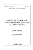 Tình trạng sức khỏe răng miệng của người dân đồng bằng sông cửu long và các yếu tố liên quan