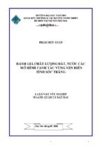 Luận văn tốt nghiệp đánh giá chất lượng đất, nước các mô hình canh tác vùng ven biển tỉnh sóc trăng