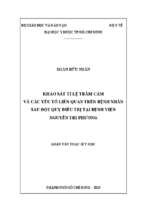 Khảo sát tỉ lệ trầm cảm và các yếu tố liên quan trên bệnh nhân sau đột quỵ điều trị tại bệnh viện nguyễn tri phương