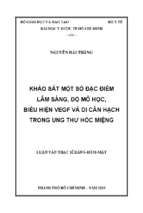 Khảo sát một số đặc điểm lâm sàng, độ mô học, biểu hiện vegf và di căn hạch trong ung thư hốc miệng