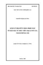 Quản lý nhà nước bằng pháp luật về giáo dục từ thực tiễn thị xã sơn tây, thành phố hà nội