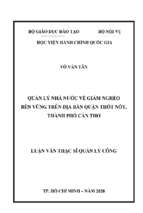 Quản lý nhà nước về giảm nghèo bền vững tại quận thốt nốt, thành phố cần thơ