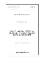 Quản lý nhà nước về công tác thanh niên của ủy ban nhân dân thành phố hồ chí minh