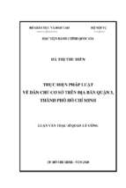 Thực hiện pháp luật về dân chủ cơ sở trên địa bàn quận 3 thành phố hồ chí minh