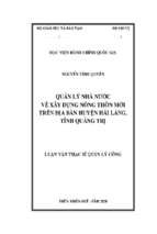 Quản lý nhà nước về xây dựng nông thôn mới trên địa bàn huyện hải lăng, tỉnh quảng trị