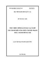 Thực hiện chính sách đào tạo nghề cho thanh niên nông thôn ở huyện thạch thất, thành phố hà nội