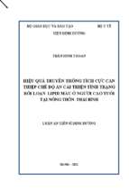 Hiệu quả của truyền thông tích cực, can thiệp chế độ ăn cải thiện tình trạng rối loạn chuyển hóa lipid máu ở người cao tuổi tại nông thôn, tỉnh thái bình