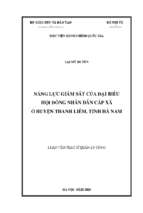 Năng lực giám sát của đại biểu hđnd cấp xã ở huyện thanh liêm, tỉnh hà nam