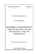 Trách nhiệm của hội liên hiệp phụ nữ trong việc thực hiện và bảo đảm bình đẳng giới   từ thực tiễn tỉnh bình dương