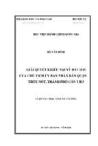 Giải quyết khiếu nại về đất đai của chủ tịch ủy ban nhân dân quận thốt nốt, thành phố cần thơ