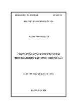 Chất lượng công chức các sở tại tỉnh bo li khăm xay, nước cộng hòa dân chủ nhân dân lào