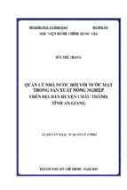 Quản lý nhà nước đối với nước mặt trong sản xuất nông nghiệp tại huyện châu thành, tỉnh an giang