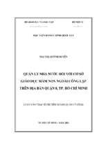 Quản lý nhà nước đối với cơ sở giáo dục mầm non ngoài công lập trên địa bàn quận 8, thành phố hồ chí minh