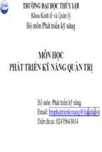 Bài giảng môn học phát triển kỹ năng quản tr