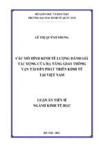 Các mô hình kinh tế lượng đánh giá tác động của hạ tầng gtvt đến phát triển kinh tế tại việt nam