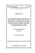 Xác định tỷ lệ nhau tiền đạo và một số yếu tố liên quan của các sản phụ sanh tại bệnh viện phụ sản thành phố cần thơ