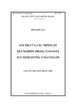 Giá trị của các thông số xét nghiệm trong tầm soát suy dinh dưỡng ở người lớn