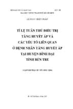 Tỉ lệ tuân thủ điều trị tăng huyết áp và các yếu tố liên quan ở bệnh nhân tăng huyết áp tại huyện bình đại tỉnh bến tre