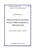 Khảo sát một số tác dụng dược lý thực nghiệm của viên nang gth