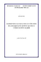 Giải pháp nâng cao chất lượng các công trình sửa chữa mạng lưới cấp nước tại công ty cổ phần cấp nước gia định  