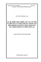 Tỷ lệ thiếu máu thiếu sắt và các yếu tố liên quan ở thai phụ ba tháng đầu đến khám tại trung tâm chăm sóc sức khỏe sinh sản tỉnh long an