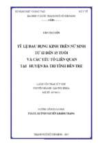 Tỷ lệ đau bụng kinh trên nữ sinh từ 12 đến 15 tuổi và các yếu tố liên quan tại huyện ba tri tỉnh bến tre