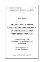 Khảo sát mối liên quan giữa tỷ số triglyceride hdl c và chức năng cầu thận ở bệnh nhân thận mạn