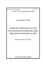 ảnh hưởng laser công suất thấp ở các mật độ năng lượng khác nhau trên xương ổ răng thỏ sau nhổ