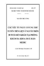 Các yếu tố nguy cơ ung thư tuyến tiền liệt ở người trên 50 tuổi đến khám tại phòng khám đa khoa hoà hảomedic