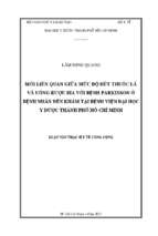 Mối liên quan giữa mức độ hút thuốc lá và uống rượu bia với bệnh parkinson ở bệnh nhân đến khám tại bệnh viện đại học y dược thành phố hồ chí minh