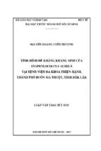 Tình hình đề kháng kháng sinh của staphylococcus aureus tại bệnh viện đa khoa thiện hạnh, thành phố buôn ma thuột, tỉnh đắk lắk