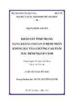 Khảo sát tình trạng tăng kháng insulin ở bệnh nhân không đái tháo đường cao tuổi mắc bệnh mạch vành