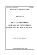 Khảo sát chỉ số lipid ở bệnh nhân hội chứng thận hư và bệnh nhân đái tháo đường type 2