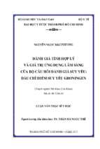 đánh giá tính hợp lý và giá trị ứng dụng lâm sàng của bộ câu hỏi đánh giá suy yếu dấu chỉ điểm suy yếu groningen