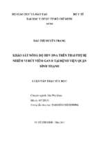 Khảo sát nồng độ hbv dna trên thai phụ bị nhiễm vi rút viêm gan b tại bệnh viện quận bình thạnh