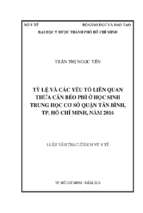 Tỷ lệ và các yếu tố liên quan thừa cân béo phì ở học sinh trung học cơ sở quận tân bình, tp. hồ chí minh, năm 2016