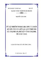 Tỷ lệ nhiễm toxocara spp. và một số yếu tố có liên quan ở trẻ em xã thạnh an, huyện vĩnh thạnh, tp. cần thơ