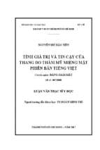 Tính giá trị và tin cậy của thang đo thẩm mỹ miệng mặt phiên bản tiếng việt